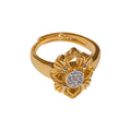 24K Gold Plated Copper Hollow Flower Geometric Ring Bracelet Vintage Minimalist Jewelry view 5