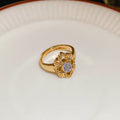 24K Gold Plated Copper Hollow Flower Geometric Ring Bracelet Vintage Minimalist Jewelry view 2