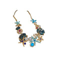 Rhinestone Enamel Starfish Shell Coral Stud Earrings Necklace Jewelry Set, Luxury Coastal Style view 5