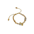 Light Luxury Adjustable Bracelet With Pale Yellow Rutilated Quartz And White Crystal Round Lotus Pod Design view 5