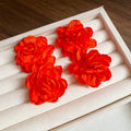 Chic Chinese Style Fabric Flower Pendant Drop Earrings With Silver Pins For Women view 2