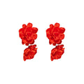 Chic Chinese Style Fabric Flower Pendant Drop Earrings With Silver Pins For Women view 5