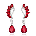 Silver Tone Winged Leaf Crystal Tassel Five Designs Metal Dangle Earrings view 2