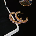 Korean Chic Rhinestone Silver Needle Round Geometric Hoop Earrings for Elegant Daily Wear view 2