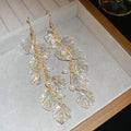 Chic French Faux Pearl Shell Tassel Drop Earrings Round Geometric Elegant Commuter Jewelry view 2