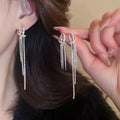 Copper Heart Rope Knot Rhinestone Tassel Drop Earrings For Women Trendy Light Luxury Style view 1