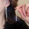 Copper Heart Rope Knot Rhinestone Tassel Drop Earrings For Women Trendy Light Luxury Style view 3