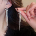 Copper Heart Rope Knot Rhinestone Tassel Drop Earrings For Women Trendy Light Luxury Style view 4