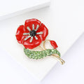Alloy Enamel Rhinestone Poppy Brooch For Women's Apparel Decoration view 4