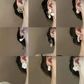 Copper Zircon Butterfly Bow Pearl Geometric Stud Earrings For Women Light Luxury Style view 2