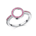 Silver Tone Open Circle Crystal Ring in Five Colors view 4