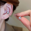 Sparkling Zircon Round Copper Clip-on Earrings Minimalist Geometric Luxury Style view 1