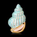 Blue Aqua Gold Tone Conch Shell Metal Brooch Pin for Jackets and Lapels view 2