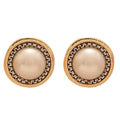 Vintage Two Tone Round Pearl Stud Earrings, Alloy Geometric Chic Elegant Fashion Jewelry view 5