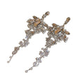 Chic Copper Floral Rhinestone Waterdrop Tassel Drop Earrings For Women view 5