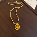 Faux Pearl Braided Rope Pendant Necklace With Geometric Ring, Light Luxury Chinese Style Collarbone Jewelry view 4