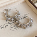 Elegant Alloy C-Shaped Pearl Stud Earrings, Geometric Retro Chic Light Luxury Jewelry for Women view 4