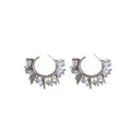Elegant Alloy C-Shaped Pearl Stud Earrings, Geometric Retro Chic Light Luxury Jewelry for Women view 5