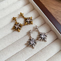 Vintage Copper Zircon Iris Flower Diamond Shape Stud Earrings With Silver Needles view 4