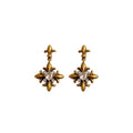 Vintage Copper Zircon Iris Flower Diamond Shape Stud Earrings With Silver Needles view 5
