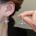Vintage Copper Zircon Iris Flower Diamond Shape Stud Earrings With Silver Needles view 3