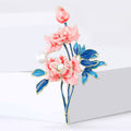 Alloy Pearl Enamel Peony Brooch Pin For Elegant Women's Apparel view 2
