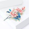 Alloy Pearl Enamel Peony Brooch Pin For Elegant Women's Apparel view 3