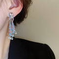 Light Luxury Alloy Rhinestone Colorful Tassel Square Drop Earrings With Silver Pins view 3