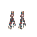 Light Luxury Alloy Rhinestone Colorful Tassel Square Drop Earrings With Silver Pins view 5