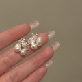 Light Luxury Geometric Freshwater Pearl Zircon Stud Earrings With Silver Pins For Women view 3