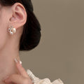 Light Luxury Geometric Freshwater Pearl Zircon Stud Earrings With Silver Pins For Women view 2
