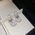 Copper Rhinestone Flower Pearl Stud Earrings For Women French Light Luxury Geometric Jewelry view 4