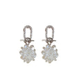Copper Rhinestone Flower Pearl Stud Earrings For Women French Light Luxury Geometric Jewelry view 5