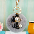 Black Mouse Keychains with Pearl Tail and Optional Plush Pom Pom view 7