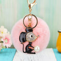 Black Mouse Keychains with Pearl Tail and Optional Plush Pom Pom view 6