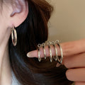 Minimalist Metal Hoop Earrings With Silver Pins Geometric Round Light Luxury Fashion Jewelry view 2