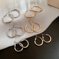 Minimalist Metal Hoop Earrings With Silver Pins Geometric Round Light Luxury Fashion Jewelry view 1
