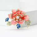 Classic Alloy Pearl Enamel Peony Brooch For Elegant Women's Apparel view 4
