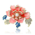 Classic Alloy Pearl Enamel Peony Brooch For Elegant Women's Apparel view 1