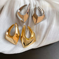 Gold Plated Alloy Irregular Geometric Quadrilateral Stud Earrings With Silver Posts Light Luxury Style view 3