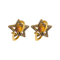 Vintage Gold Tone Copper Saturn Star Geometric Stud Earrings Light Luxury Niche Design view 5