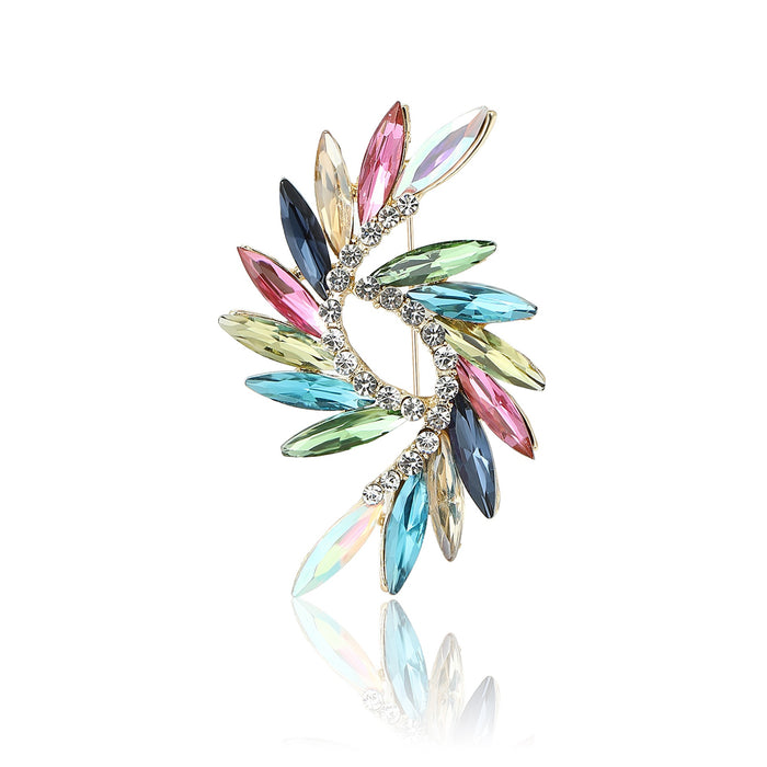 Alloy Rhinestone Colorful Swirl Brooch Pin For Women Clothing