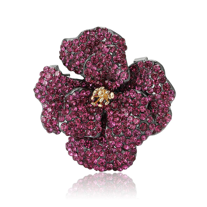 Alloy Rhinestone Peony Flower Brooch Pin For Elegant Women's Apparel