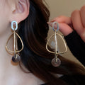 Minimalist Metal Geometric Teardrop Triangle Stud Earrings With Silver Needle For Women view 1