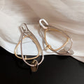 Minimalist Metal Geometric Teardrop Triangle Stud Earrings With Silver Needle For Women view 4