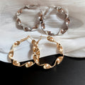 Metal Spiral Round Hoop Earrings For Women Light Luxury Geometric Statement Ear Studs view 4