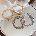 Metal Spiral Round Hoop Earrings For Women Light Luxury Geometric Statement Ear Studs view 2