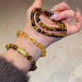 Light Luxury New Chinese Zircon Flower Tiger Eye Crystal Stackable Bracelet view 3