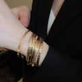 Light Luxury Metal Round Bangle Minimalist European American Fashion Bracelet view 4