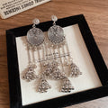 Ethnic Vintage Alloy Round Tassel Drop Earrings With Silver Pins Geometric Statement Jewelry view 4